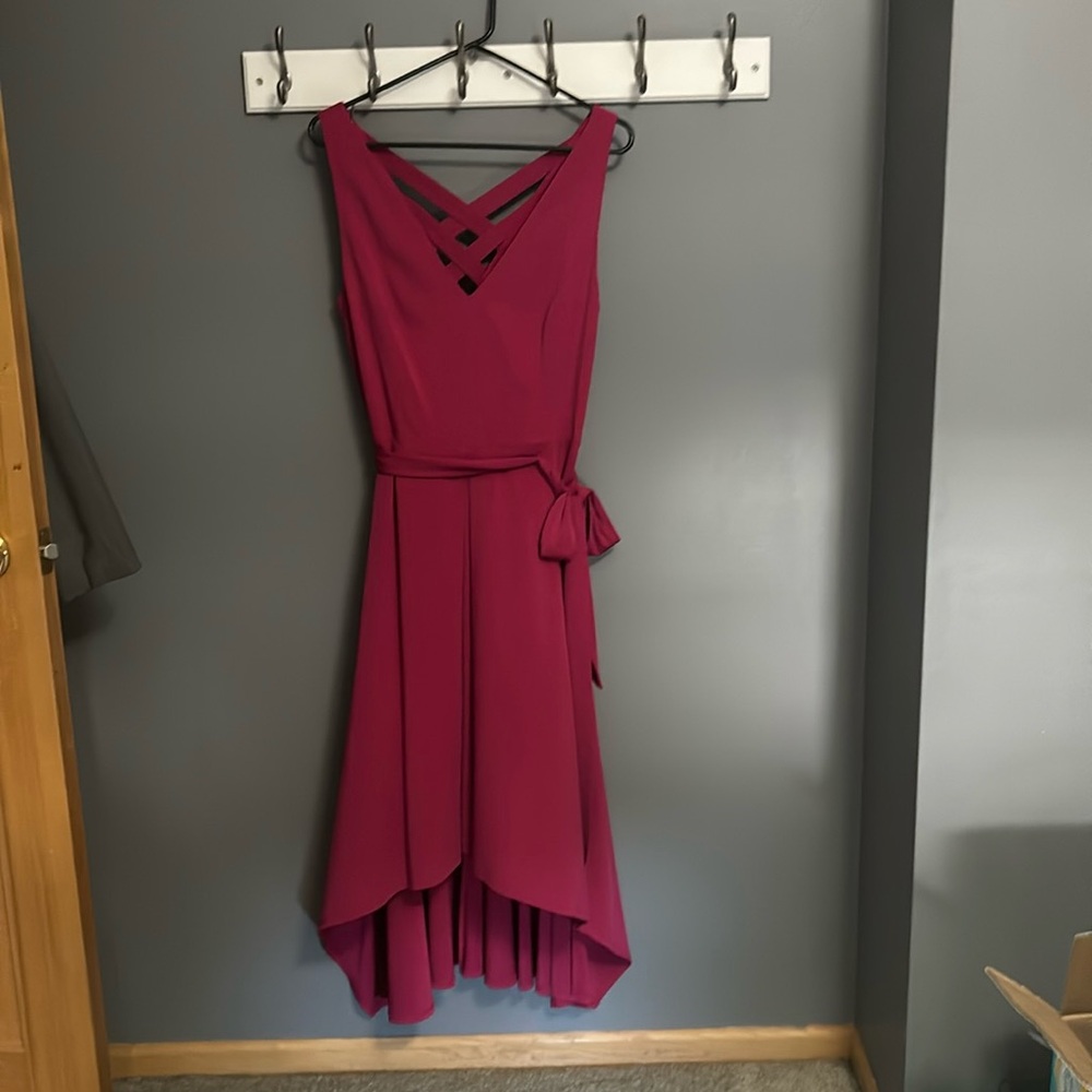 Pink hi-low handkerchief dress